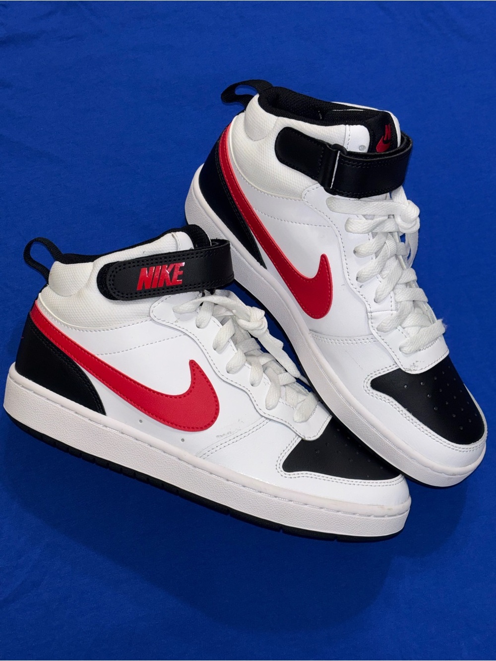 Nike White Red Black High-Top Sneakers with Strap